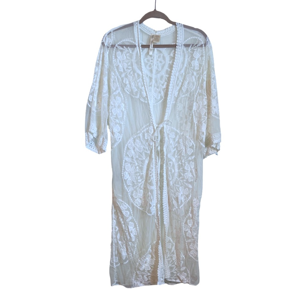 Elegant Sheer White Lace Kimono - Picture 1 of 6